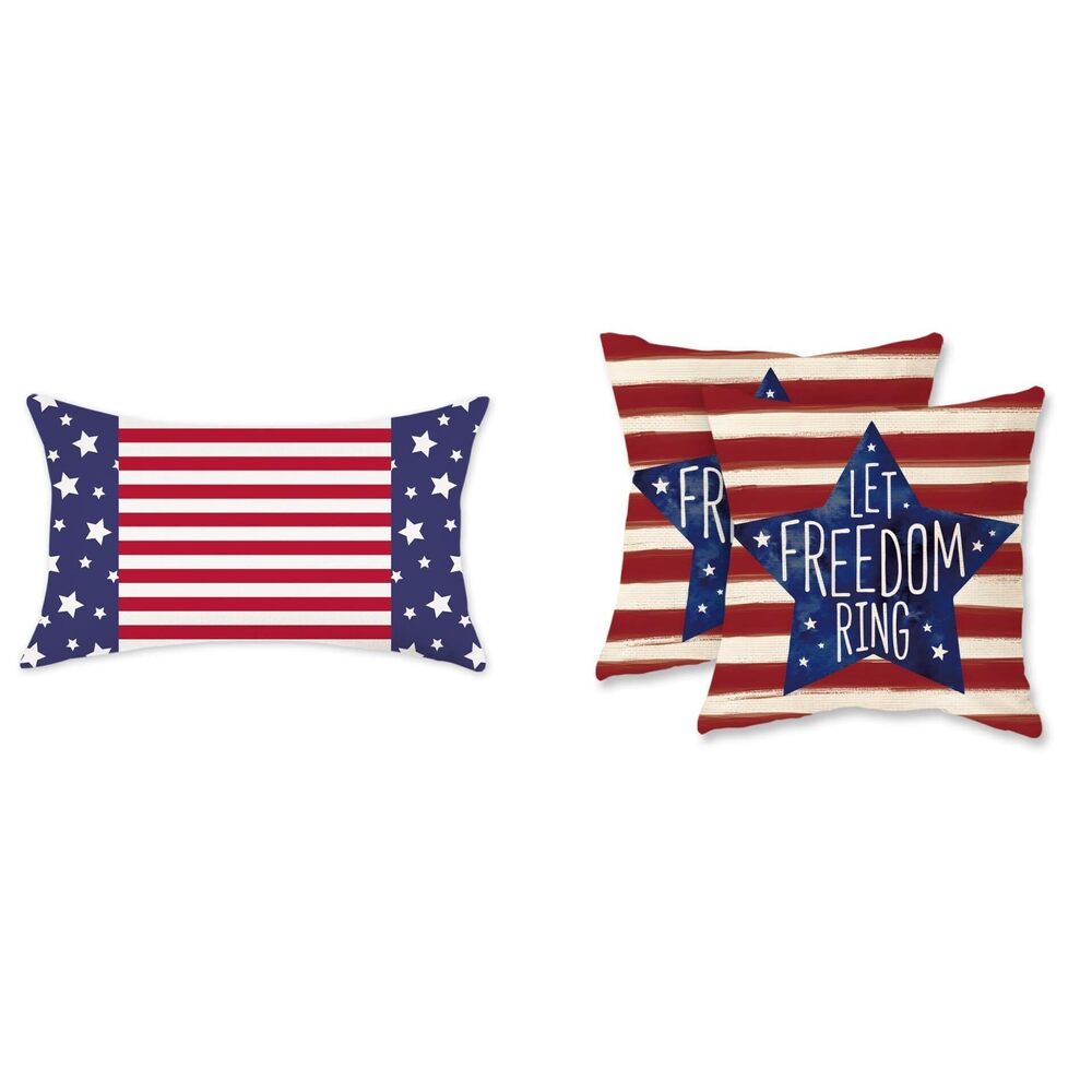 2308 4th of July Pillow Covers American Flag Stars Stripes Red White Blue